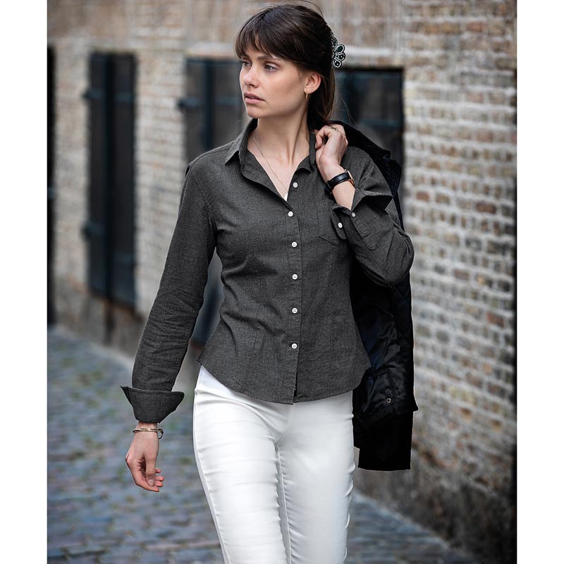 Women's Calverton luxury flannel shirt - Stone Grey XS
